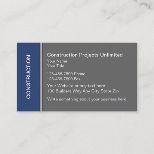 Customizable Construction Business Cards