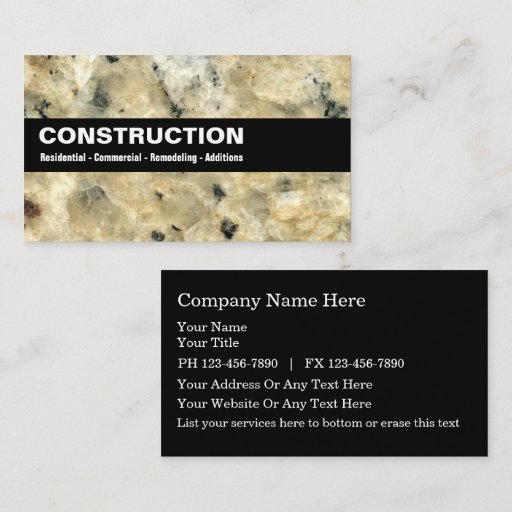 Customizable Construction Business Cards