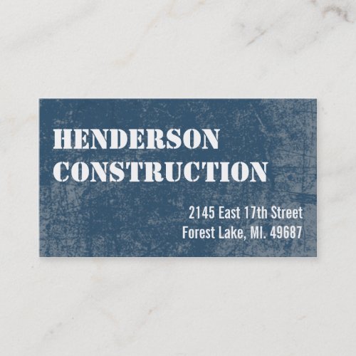 Construction Business Cards Blue Stone