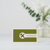 Construction business cards olive green (Standing Front)