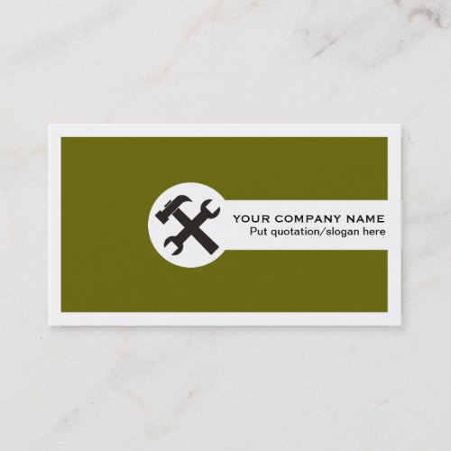 Construction business cards olive green