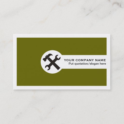 Customizable Construction business cards olive green