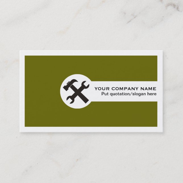 Construction business cards olive green (Front)