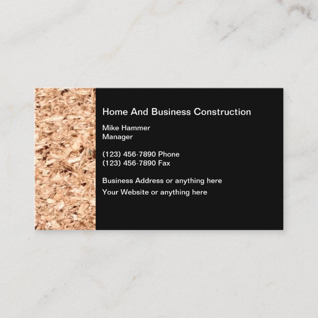 Construction Business Cards Plywood Design (Front)
