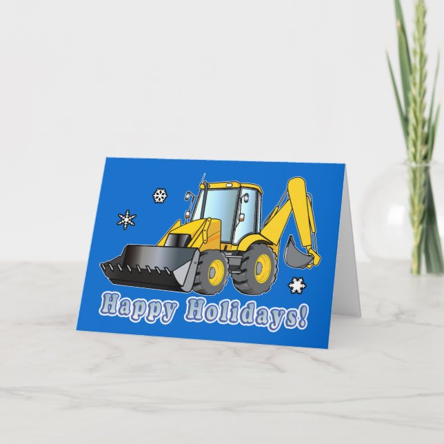 Construction Business Holiday Card: Backhoe (Front)