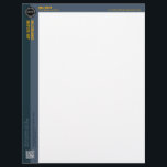 Construction Business   Letterhead<br><div class="desc">Construction Business Letterhead has a modern concept for a construction business. It has a strip along the upper left corner that bears the company or business name,  professional's name and position while at the upper right is the website and bottom left are the company details,  logo plus QR code.</div>