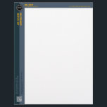 Construction Business   Letterhead<br><div class="desc">Construction Business Letterhead has a modern concept for a construction business. It has a strip along the upper left corner that bears the company or business name,  professional's name and position while at the upper right is the website and bottom left are the company details,  logo plus QR code.</div>