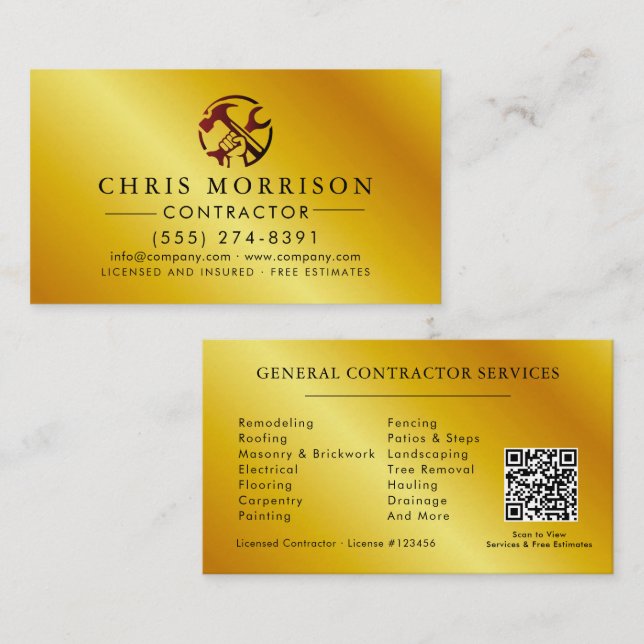 Construction Business Marketing Logo Card (Front/Back)