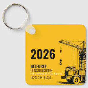 Construction Calendar   Yellow & Black Crane Keychain
