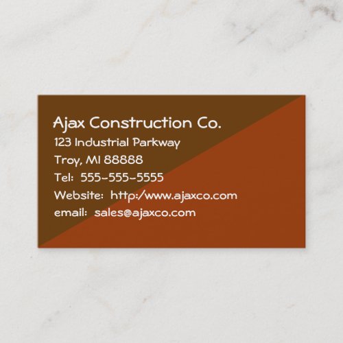 Construction Card For Builder Contractor Business Card