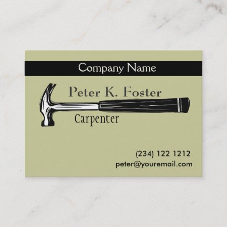 Construction Carpenter Artistic Hammer Drawing Business Card