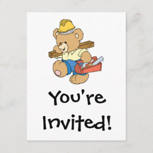 Construction Carpenter Bear Invitation