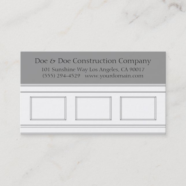 Construction Carpenter Wainscotting Molding Business Card (Front)