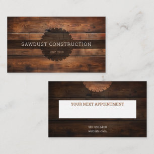 Construction Carpenter Wooden dark rustic timber Appointment Card