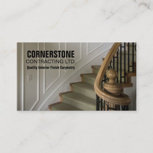 Customizable Construction Carpentry Contractor Staircase Trims Business Card Template