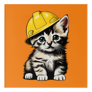 Construction Cat Acrylic Print