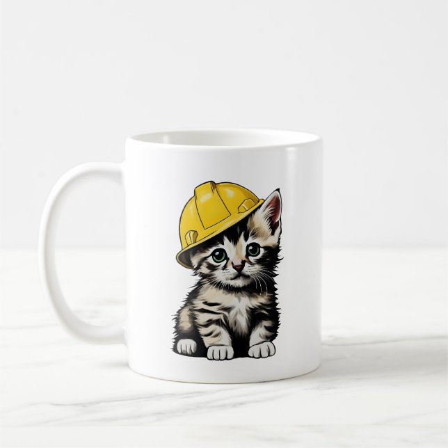 Construction Cat Coffee Mug (Left)