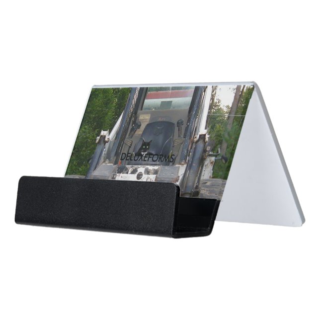 Construction Cat Desk Business Card Holder (Angled Front)