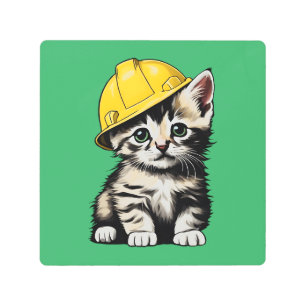 Construction Cat Metal Print