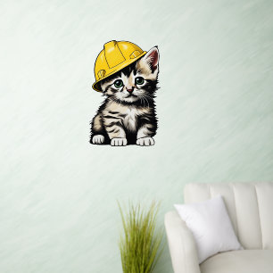 Construction Cat Wall Decal