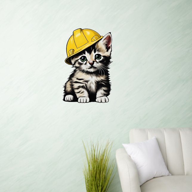 Construction Cat Wall Decal (Living Room)