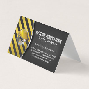 Construction Caution Hard Hat Helmet Business Card