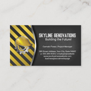 Construction Caution   Hard Hat Helmet Business Card