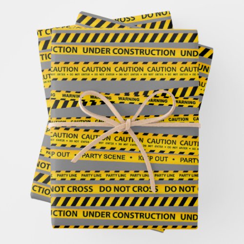 Construction Caution Line Party Gifts Decors Wrapping Paper Sheets
