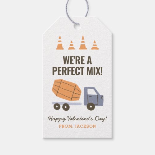 Construction Cement Mixer Kids Classroom Valentine Gift Tags