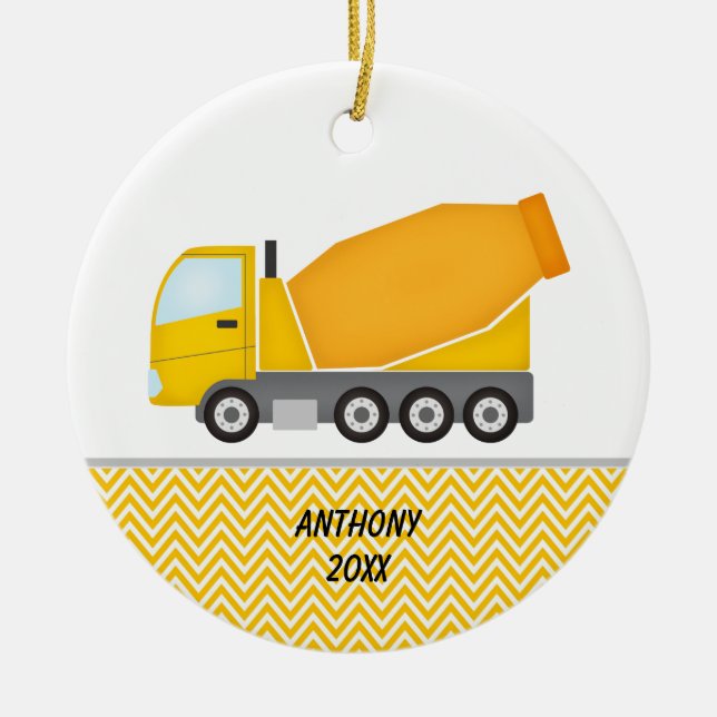 Construction Cement Mixer Personalized  Ornament (Front)