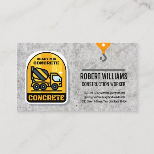 Construction  Cement Mixing Truck  Crane Appointment Card