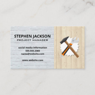 Construction Circular Saw Hammer Wrench Business Card