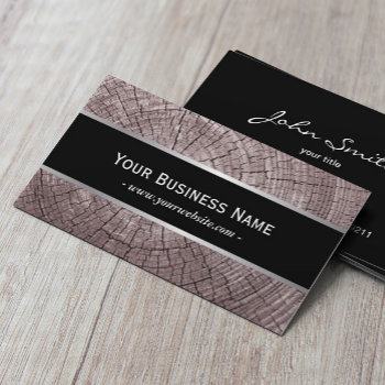 Construction Classy Old Wood Tree Rings Texture Business Card by cardfactory at Zazzle