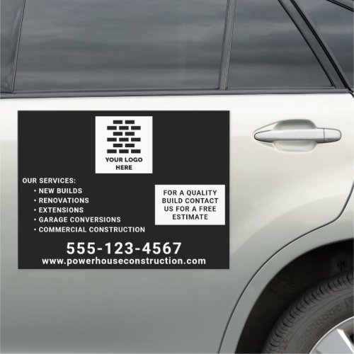 Construction Company Add Your Logo Black 18x24 Car Magnet