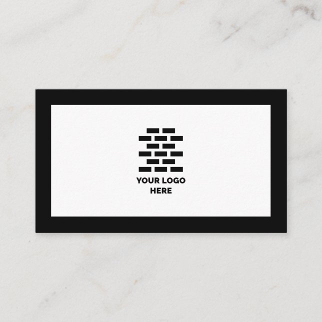 Construction Company Add Your Logo Black Business Card (Front)