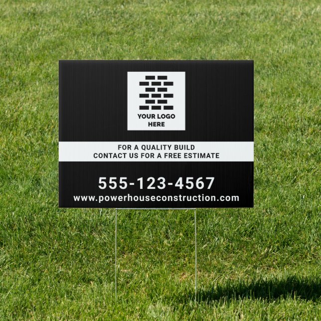 Construction Company Add Your Logo Black Sign (Insitu)