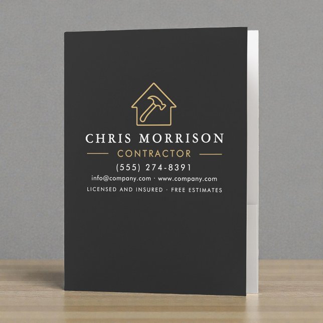 Construction Company Black Gold Pocket Folder (Creator Uploaded)
