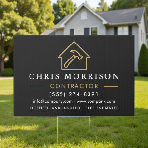 Construction Company Black Gold Yard Sign