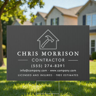 Construction Company Black Silver House Sign