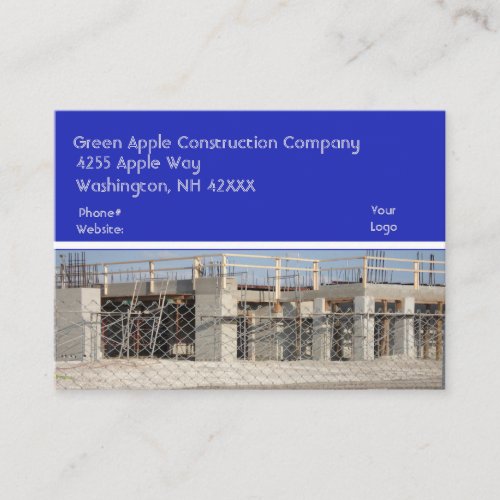 Construction Company Blue Business Card