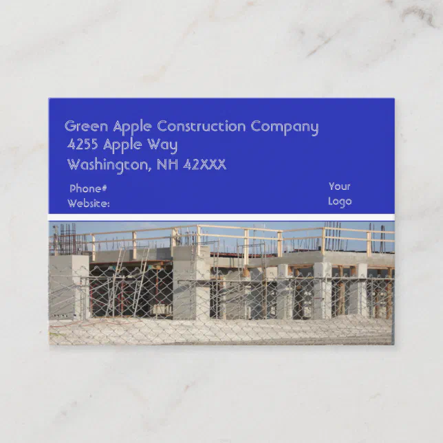 Construction Company Blue Business Card | Zazzle