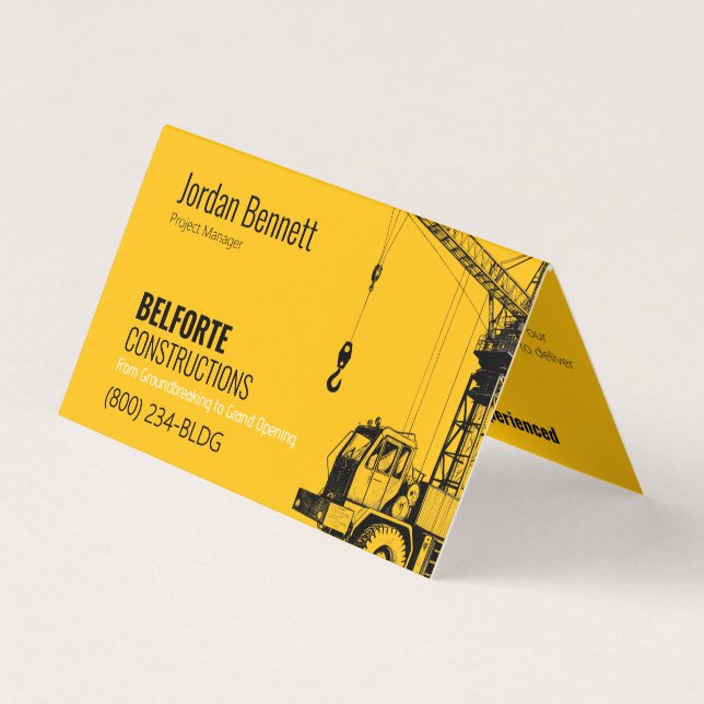 Construction Company Bold Branding Design Folded Business Card (Front)