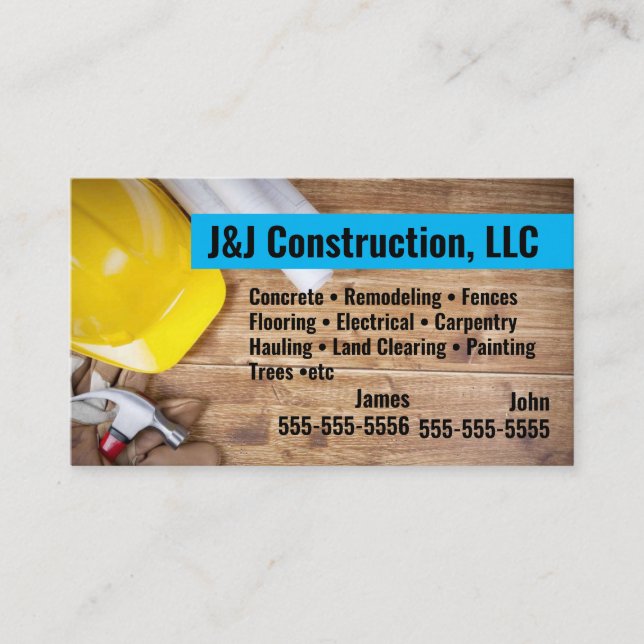Construction Company Business Card (Front)