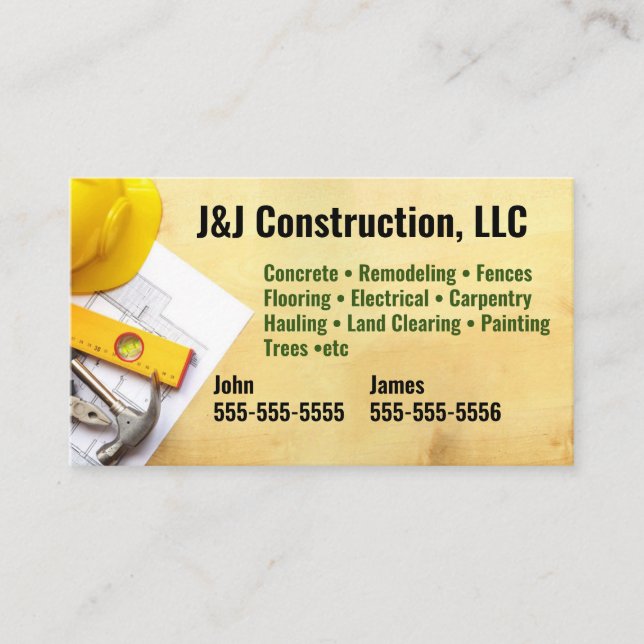 Construction Company Business Card (Front)
