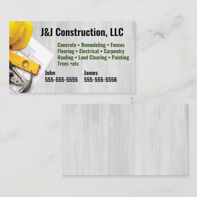 Construction Company Business Card (Front/Back)