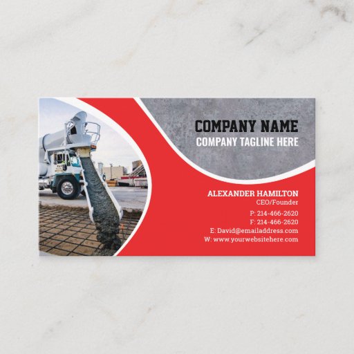 Customizable Construction company Business Card (Concrete)