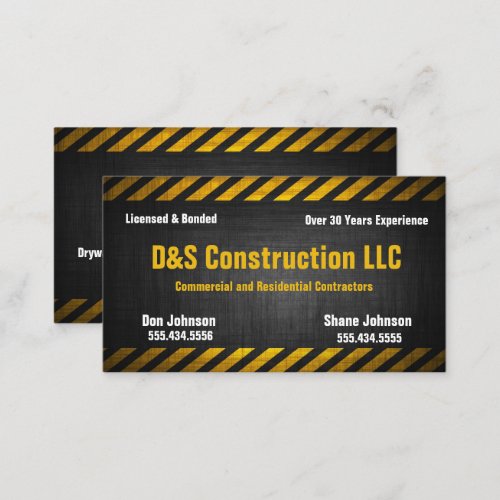 Construction Company Caution Business Card