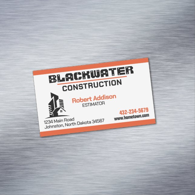 Construction Company Commercial and Residential Business Card Magnet (In Situ)