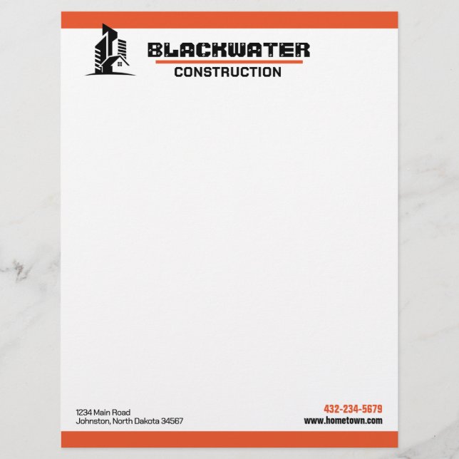 Construction Company Commercial and Residential Letterhead (Front)
