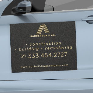 Construction company gold black advertising car magnet